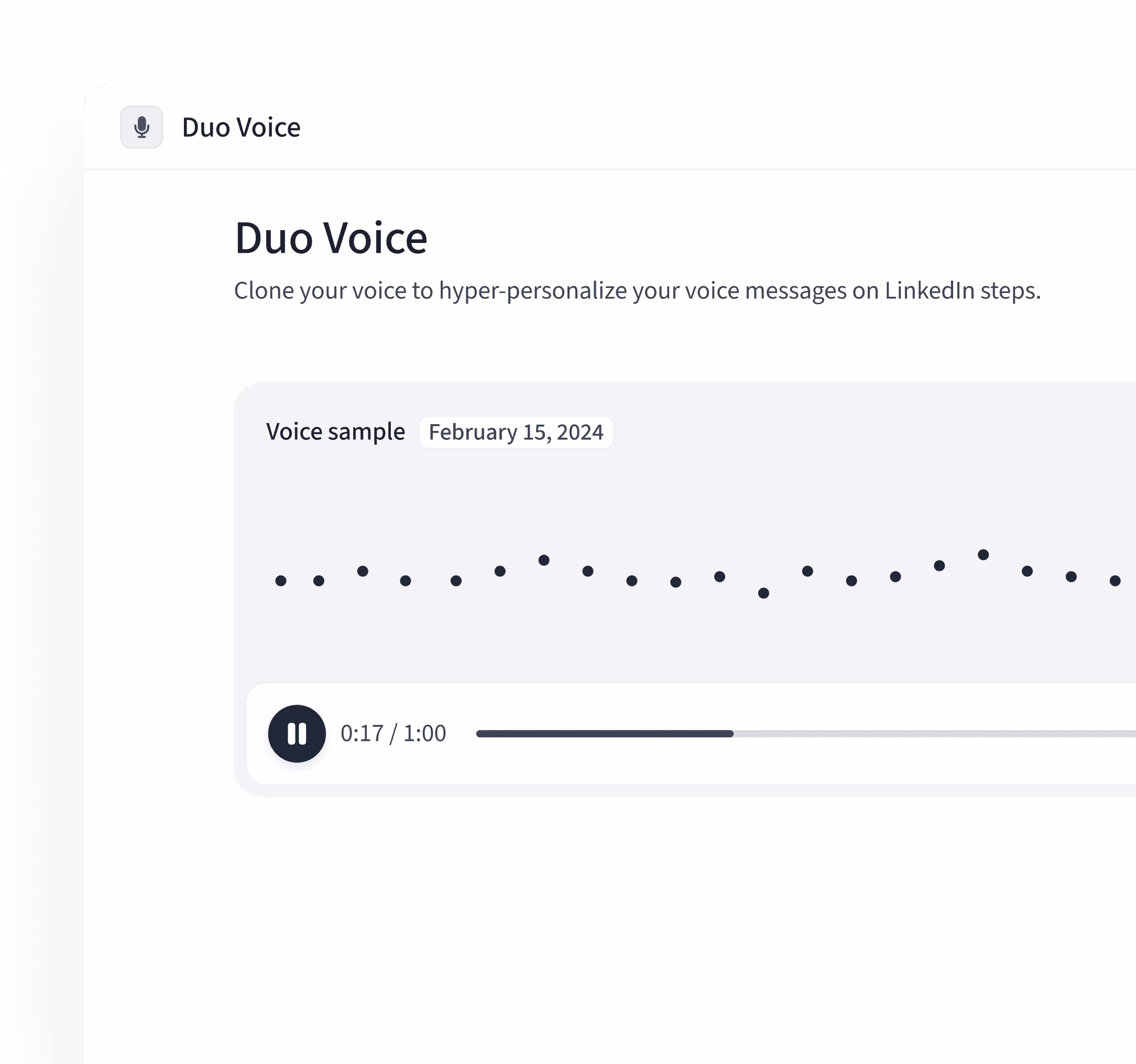 Duo Voice step 1 product screen