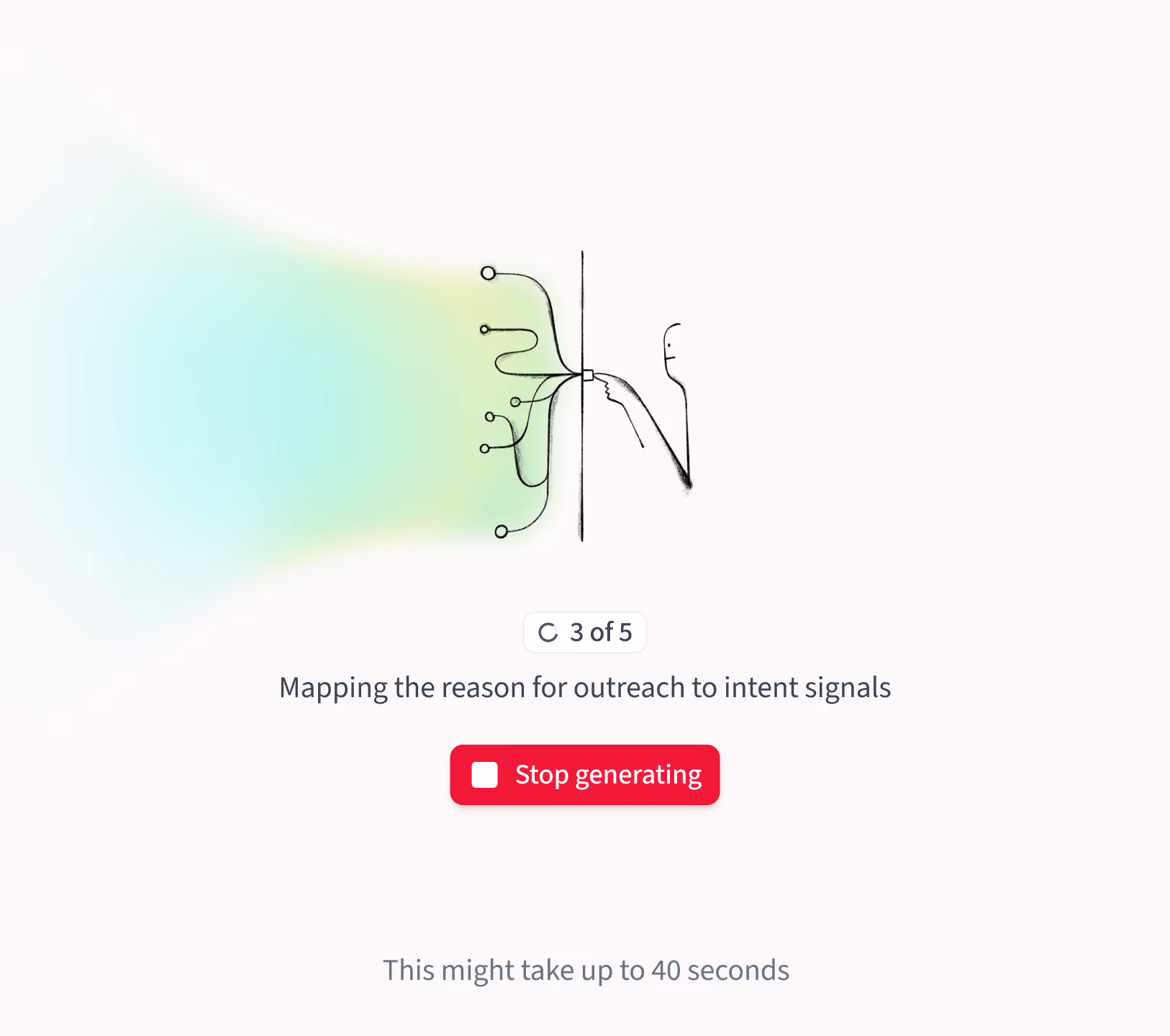 Product screen displaying AI generating a sequence
