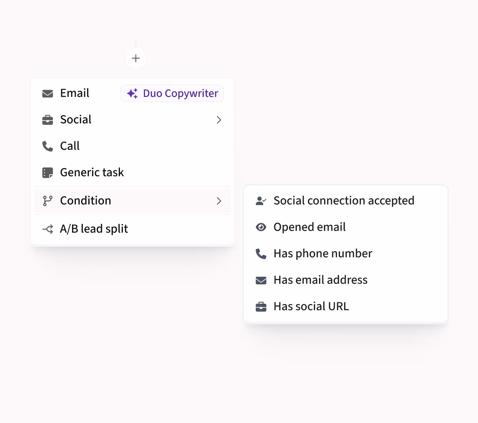 Product screen displaying sequence conditions
