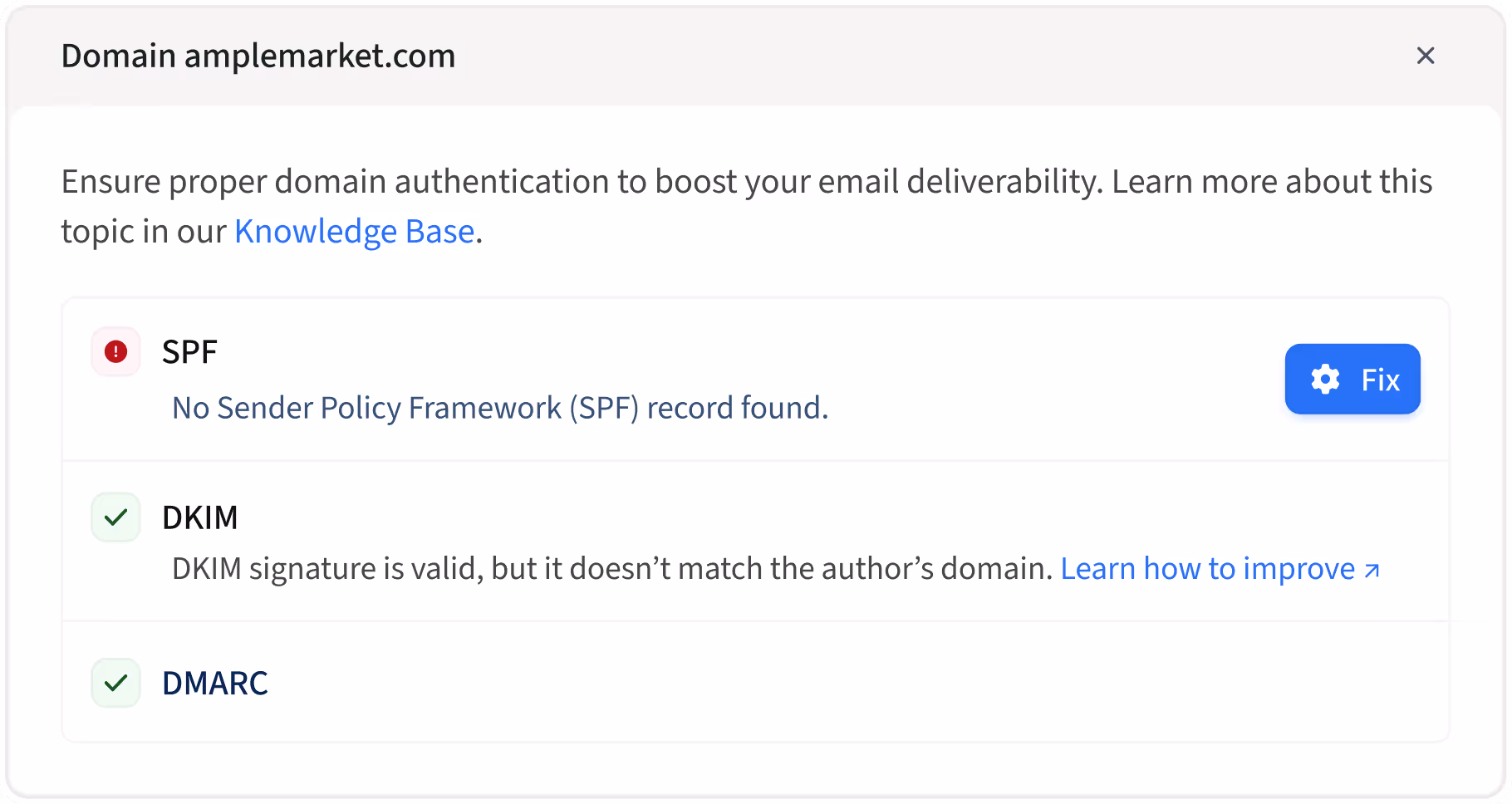 Product screen displaying the Domain Health Center