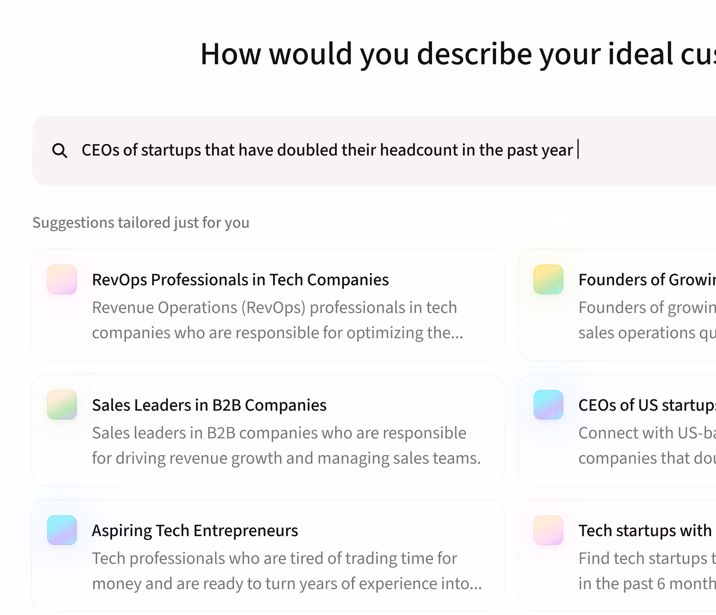 Product screen displaying intent signal creation